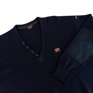 PAUL & SHARK Navy V-Neck Button Sweater Yachting Classic xl